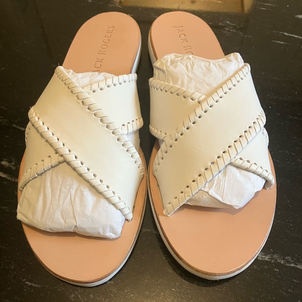 NWT Jack Rogers Women's white leather Sandals size 7.5 $60